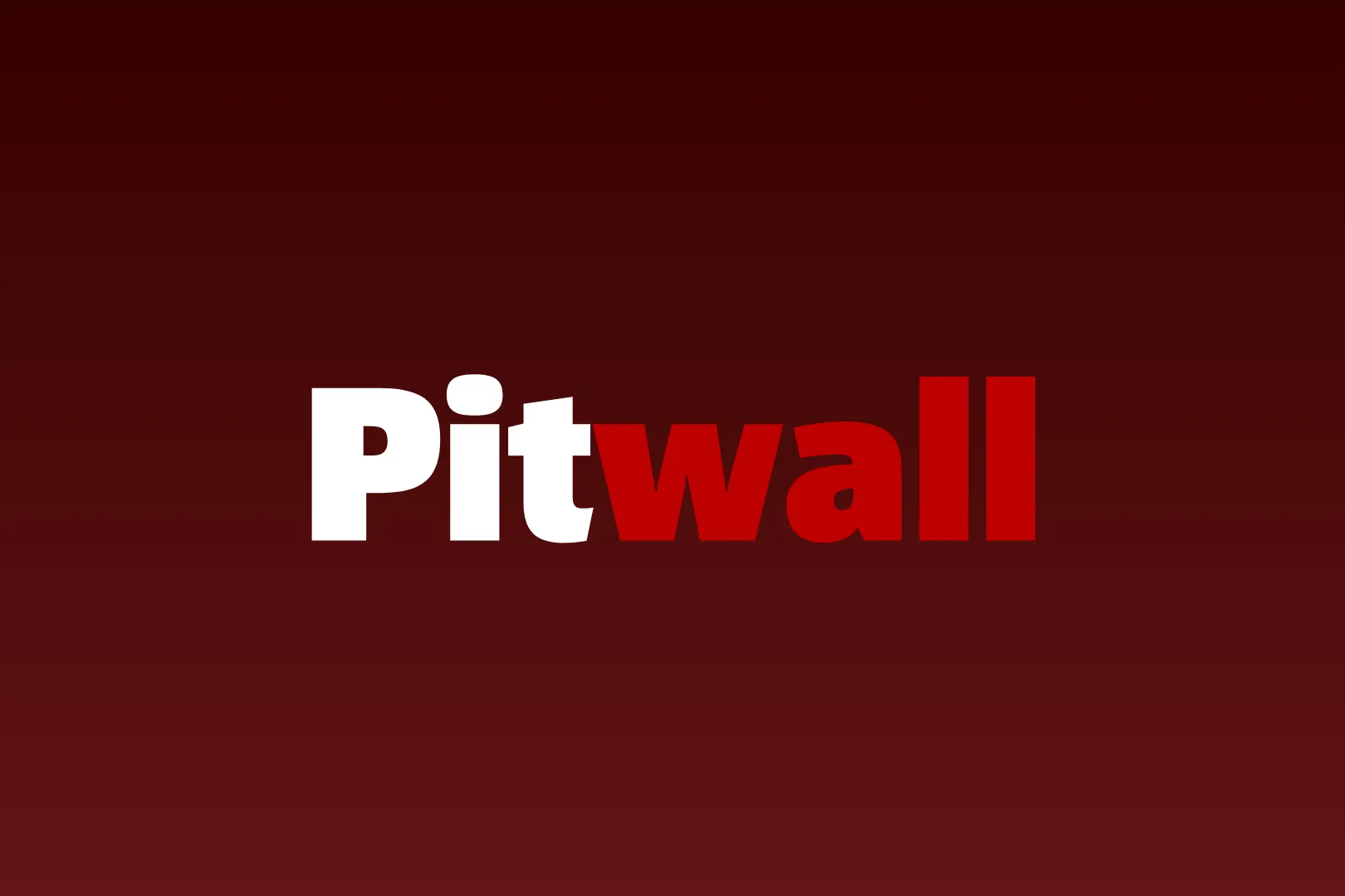 The Pitwall wordmark, Pit set in white and wall in red, on a dark red background